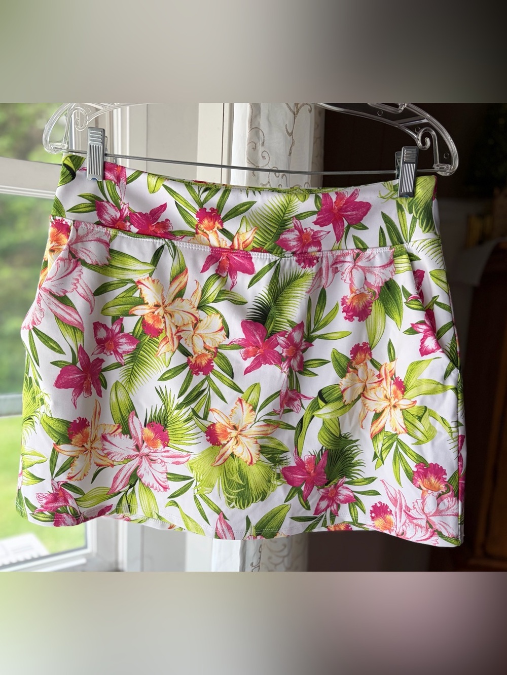 Tommy Bahama Tropical Floral Sporty Skort Vacation Athleisure Pink/Green Sz M